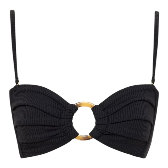 Montce Black Rib Tori Bandeau Bikini Top NWT - Picture 7 of 11